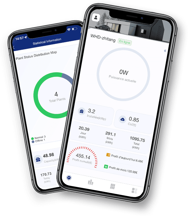 Screens of the Solenso mobile app